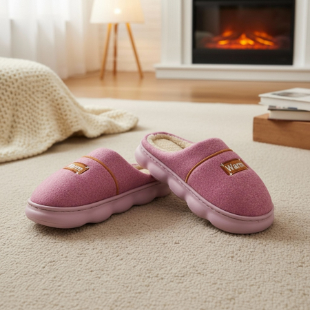 Papuci de casă - Papuci de casa pufosi A-812roz