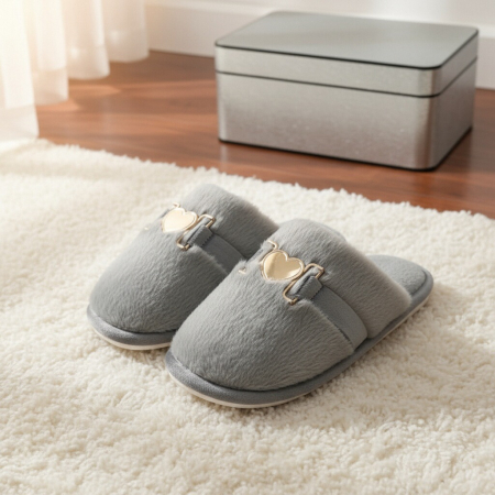 Papuci de casă - Papuci de casa pufosi WF910gri