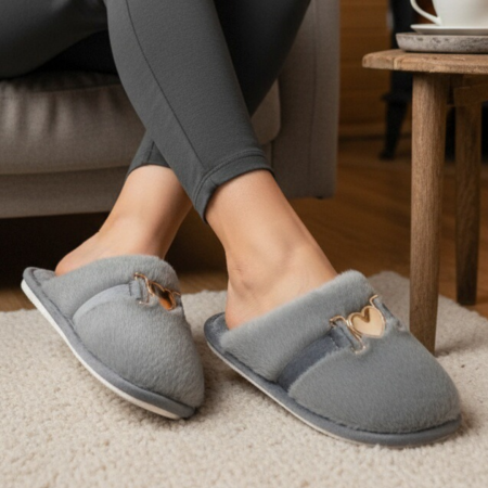 Papuci de casă - Papuci de casa pufosi WF910gri