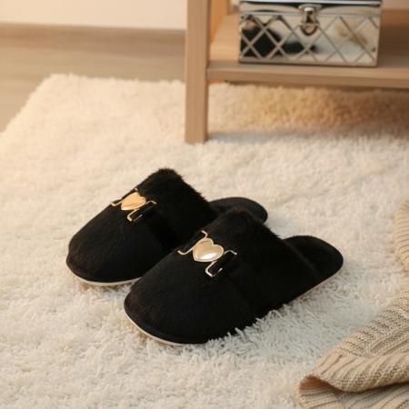 Papuci de casă - Papuci de casa pufosi WF910negru