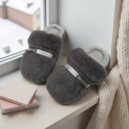 Papuci de casă - Papuci de casa pufosi WP-8196gri