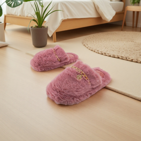 Papuci de casă - Papuci de casa pufosi WP-8216roz