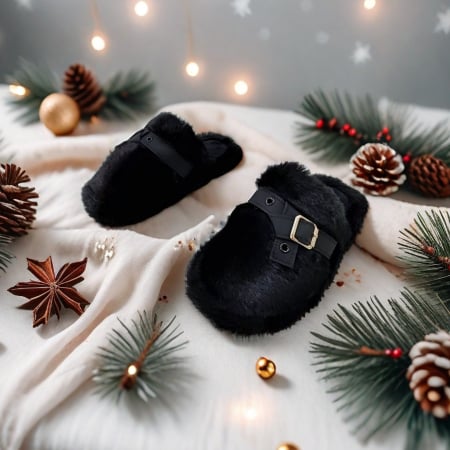 Papuci de casă - Papuci de casa pufosi WP-8219negru