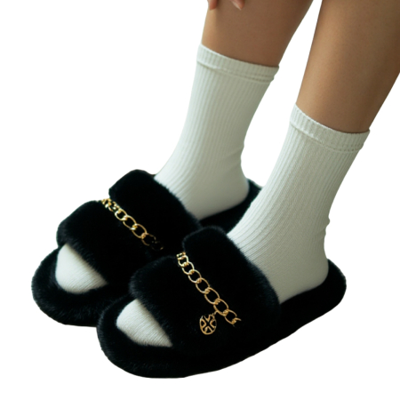 Papuci de casă - Papuci de casa pufosi WP-8226negru