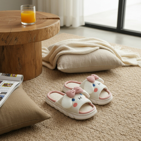 Damă - Papuci de casa veseli, model Iepuras P2071roz