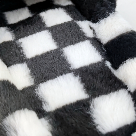 Papuci de casa pufosi, model in carouri H15negru [12]