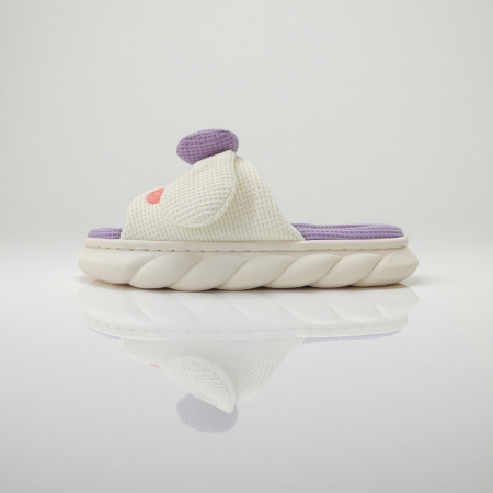 Încălțăminte damă - Papuci de casa veseli, model Iepuras P2071mov