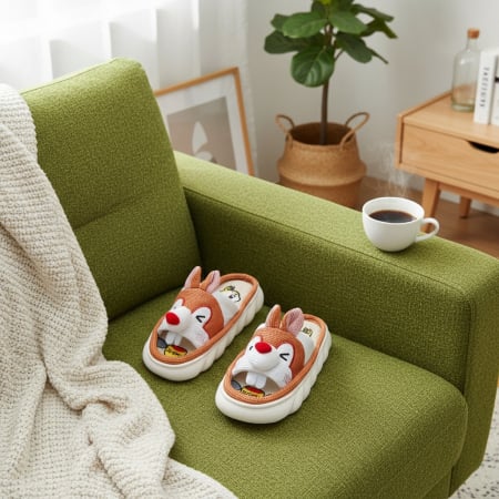 Papuci de casă - Papuci de casa veseli, model Iepuras P2076portocaliu