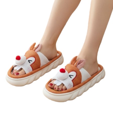 Papuci de casă - Papuci de casa veseli, model Iepuras P2076portocaliu