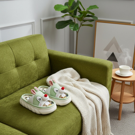 Papuci de casa veseli, model Iepuras P2076verde [7]