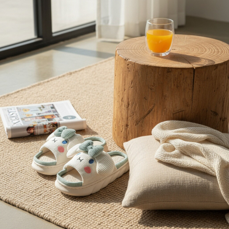 Papuci de casa veseli, model Iepuras P2071verde [6]