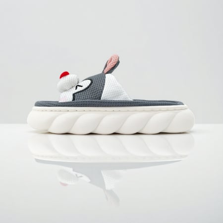 Papuci de casă - Papuci de casa veseli, model Iepuras P2076gri