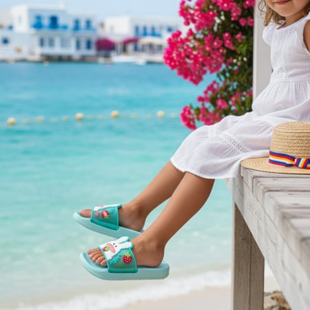 Copii - Papuci veseli F120albastru