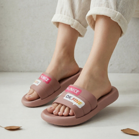 Damă - Papuci veseli H721roz inchis