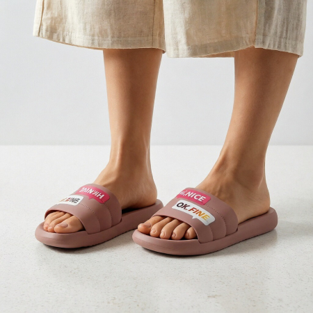 Damă - Papuci veseli H721roz inchis