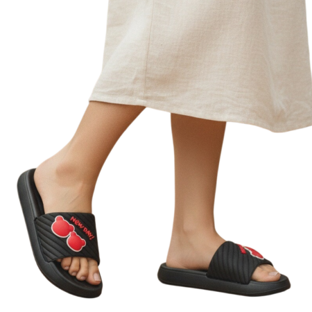 Damă - Papuci veseli H723negru