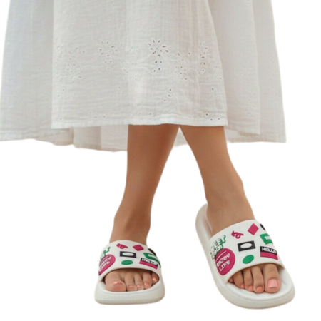 Damă - Papuci veseli H726alb