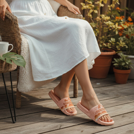 Încălțăminte damă - Papuci veseli H768roz deschis