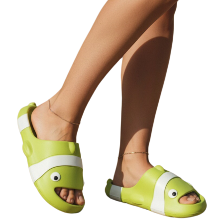 Papuci - Papuci veseli in forma de pestisor NUO-331verde