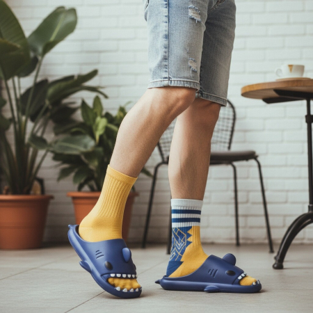 Bărbați - Papuci veseli Rechin E01bleumarin