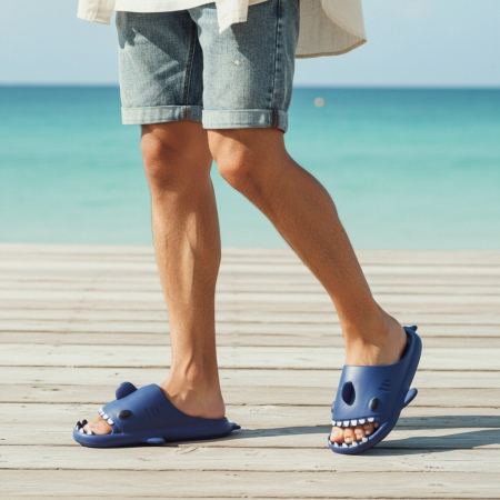 Bărbați - Papuci veseli Rechin E01bleumarin