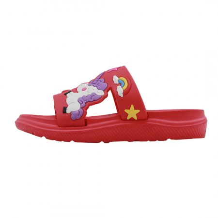Papuci - Papuci veseli ' Unicorn si Curcubeu ' 555-18rosu