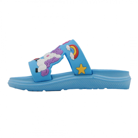 Papuci - Papuci veseli ' Unicorn si Curcubeu ' 555-18albastru