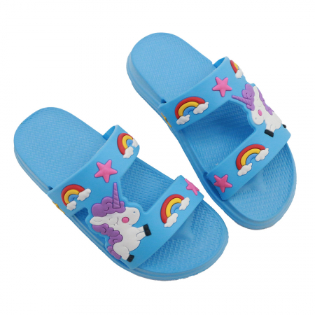 Papuci - Papuci veseli ' Unicorn si Curcubeu ' 555-18albastru