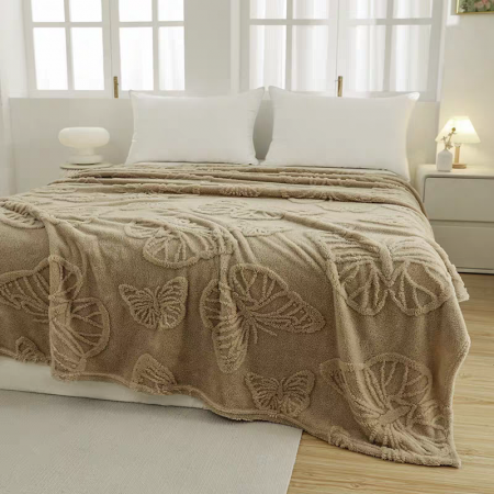 Pături - Patura cocolino pentru pat dublu cu fluturi gofrati 61246-4