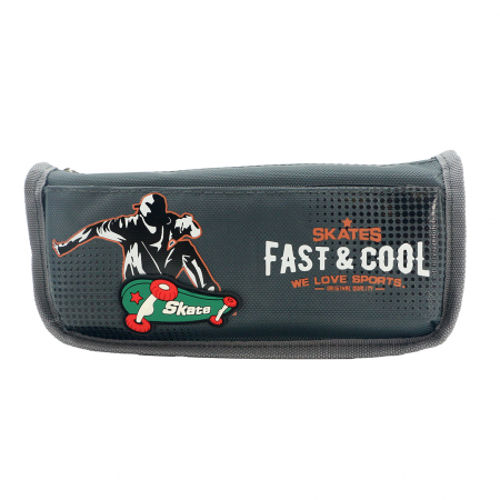 ARTICOLE ȘCOLARE - Penar neechipat cu 2 compartimente model skateboard HZ-68058gri