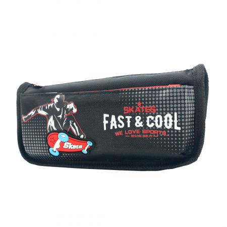 ARTICOLE ȘCOLARE - Penar neechipat cu 2 compartimente model skateboard HZ-68058negru