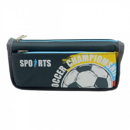 Penare - Penar neechipat cu 2 compartimente model fotbal HZ-7098gri
