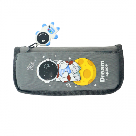 ARTICOLE ȘCOLARE - Penar neechipat cu 2 compartimente model spatiu HZ-5845gri