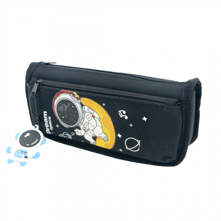 ARTICOLE ȘCOLARE - Penar neechipat cu 2 compartimente model spatiu HZ-5845negru