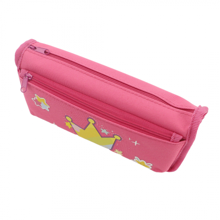 Penare - Penar neechipat cu 2 compartimente model coronita HZ-5850fucsia