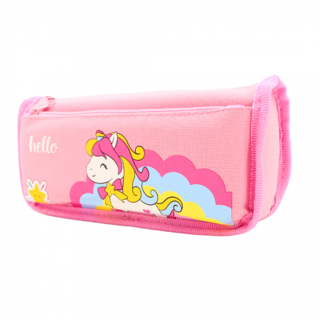 Penare - Penar neechipat cu 2 compartimente model unicorn HZ-5851roz deschis