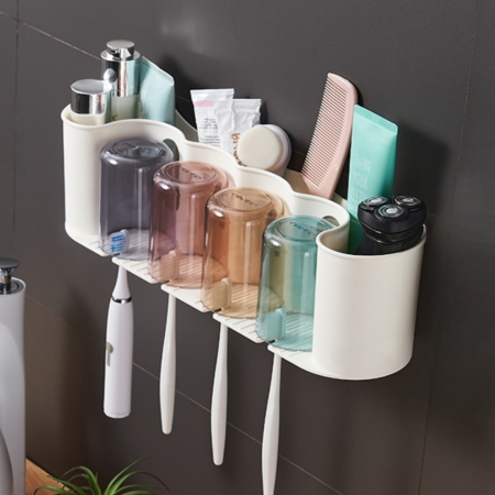 Suporturi și accesorii de baie - Suport perete pentru periute de dinti cu 4 pahare SHYE-6291-2