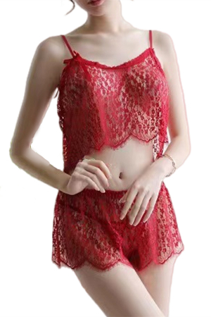 Pijamale - Set pijama sexy, maiou si pantaloni scurti CS1382rosu