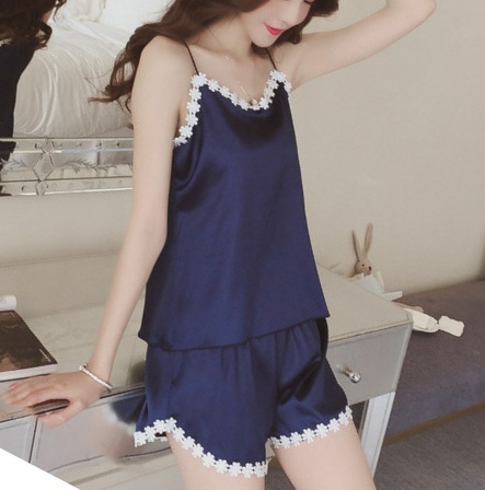 Pijamale - Pijama din satin 6559albastru