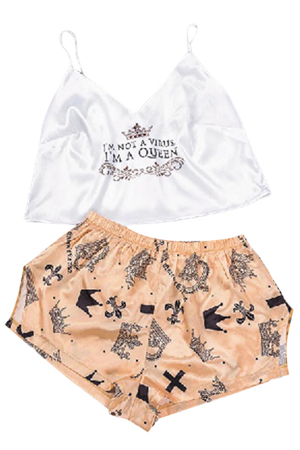 Pijamale - Set pijama doua piese, maiou si pantaloni scurti TY-SD189alb