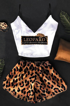 Pijamale - Set pijama 3 piese, maiou, pantaloni scurti si esarfa TY-SD209maro