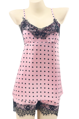 Pijamale - Pijama din satin S-632roz deschis