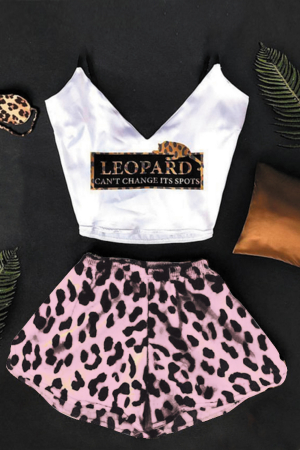 Pijamale - Set pijama 3 piese, maiou, pantaloni scurti si esarfa TY-SD209roz