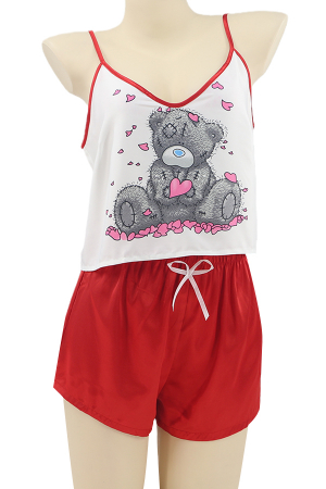 Pijamale - Set pijama doua piese, maiou si pantaloni scurti TY-SD321rosu
