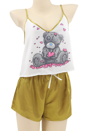 Pijamale - Set pijama doua piese, maiou si pantaloni scurti TY-SD321galben