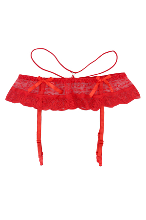 Chiloți sexy - Portjartiera cu dantela DZK-605rosu