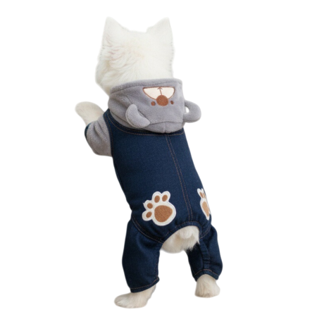 Haine - Salopeta de iarna din material denim si cocolino MDL-2419gri