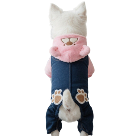 Salopeta de iarna din material denim si cocolino MDL-2419roz [7]