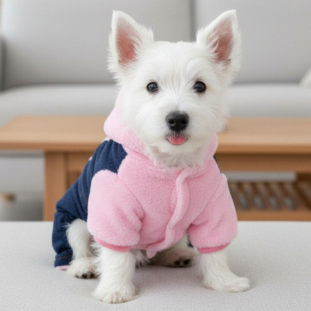 Haine - Salopeta de iarna din material denim si cocolino MDL-2419roz