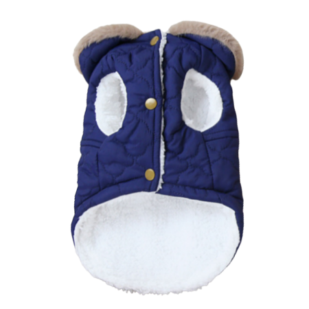 Haine - Vesta flausata cu guler de blana DOG-19bleumarin